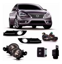 Kit farol milha auxiliar sentra 2013 a 2016 c/grade friso cromado