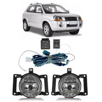 Kit Farol Milha Auxiliar Tucson 2005 2006 2007 2008 2009 2010 2011 2012 2013 2014 2015 2016 Completo Botão Universal Lente Lisa Acrílico
