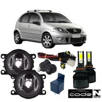 Kit Farol Milha Citroen C3 2009 a 2013 Super Led 8000k Vidro Kit Farol Milha Citroen C3 2009 a 2013 Super Led 8000k Vidro
