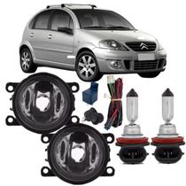 Kit farol milha citroen c3 2009 ate 2013 e lampadas halogena
