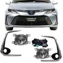 Kit Farol Milha Corolla 2020 a 2022 Moldura Cromada Botão Original