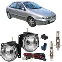 Kit farol milha fiat brava 1999 ate 2003 com led vidro