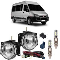 Kit farol milha fiat ducato 2005 ate 2016 com led vidro
