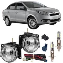 Kit farol milha fiat grand siena 2012 ate 2021 com led vidro