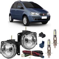 Kit farol milha fiat idea 2004 ate 2016 com led vidro