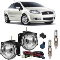 Kit farol milha fiat linea 2009 ate 2016 com led vidro