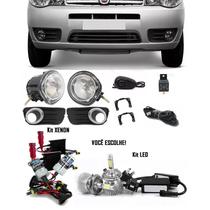 Kit Farol Milha Fiat Palio e Siena Economy 2010 20112012 Moldura Aro Cromo + Xenon ou LED