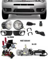 Kit Farol Milha Fiat Palio e Siena Economy 2010 20112012 Moldura Aro Cromo + Xenon ou LED