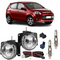 Kit farol milha fiat palio essence 2012 a 2017 com led vidro