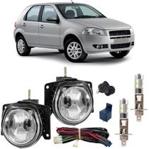 Kit farol milha fiat palio g4 2008 2009 2010 com led vidro