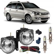 Kit farol milha fiat palio weekend g3 2004 a 2012 led vidro
