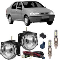 Kit farol milha fiat siena g2 2001 ate 2007 com led vidro