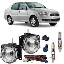 Kit farol milha fiat siena g4 2008 ate 2011 com led vidro
