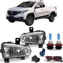Kit farol milha fiat strada 2020 21 22 23 2024 super branca