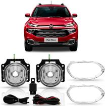 Kit Farol Milha Fiat Toro 2016 2017 2018 2019 Moldura Cromada Kit Farol Milha Fiat Toro 2016 2017 2018 2019 Moldura Cromada
