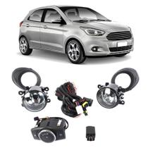 Kit Faról Milha Ford KA 2015 a 2018 Modelo Original com Grade Preta Shocklight -101210 Kit Faról Milha Ford KA 2015 a 2018 Modelo Original com Grade Preta Shocklight -101210