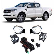 Kit Faról Milha Ford Ranger 2012 até 2015 Chave Original Com Grade SL-101310 Shocklight