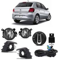 Kit Faról Milha Gol G7 Com Grade Preta Int Original Cromado SL-262410 - Shocklight
