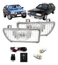 Kit Farol Milha Gol Quadrado Parati Saveiro Voyage Com Par de Pingos t10 5050 5 leds