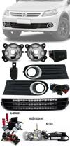 Kit Farol Milha Grade Para-choque Central Preto Sem Friso Vw Gol Voyage Saveiro G5 2009 à 2013 + Xenon ou LED