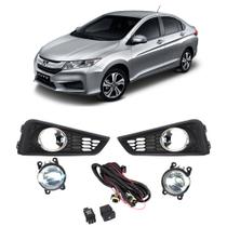 Kit Faról Milha Honda New City 2015 até 2017 Chave original Com grade SL-111410I Shocklight