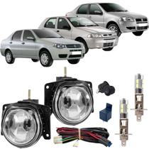 Kit farol milha led fiat siena 2001 2012 vidro