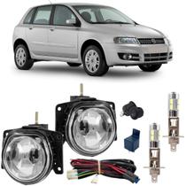Kit farol milha led fiat stilo 2002 ate 2011 vidro