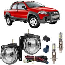Kit farol milha led fiat strada adventure 2001 a 2020 vidro