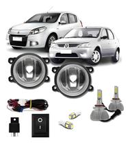 Kit Farol Milha Logan E Sandero 2012 Com Par de Pingos 5050 5 Lets e Xenon Led