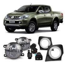 Kit Farol Milha Mitsubishi L200 Triton 2017 2018 Aro Cinza