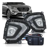 Kit Farol Milha Moldura LED DRL com Seta Creta 2020 2021