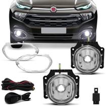 Kit Farol Milha Neblina Aro Cromado Fiat Toro 2016 2017 2018