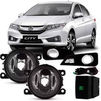 Kit Farol Milha Neblina City 2016 2017 Com Grade Aro Cromado Kit Farol Milha Neblina City 2016 2017 Com Grade Aro Cromado