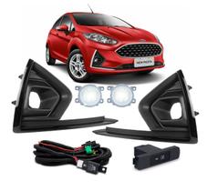 Kit Farol Milha Neblina Ford Fiesta 2019 Moldura Black Piano