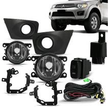 Kit Farol Milha Neblina L200 Triton 11 12 13 Moldura Preta