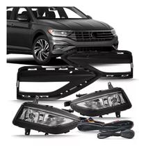 Kit Farol Milha Neblina Moldura Preta Jetta 2019 2020 2021