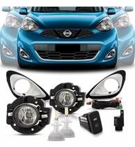 Kit Farol Milha Nissan March 2014 2015 2016 2017 2018 Super Led