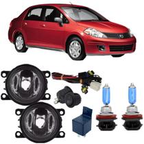 Kit farol milha nissan tiida 2008 a 2013 super branca