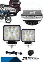 Kit Farol Milha Off Road Troller Jeep Pickup 9 Led Quadrado Kit Farol Milha Off Road Troller Jeep Pickup 9 Led Quadrado