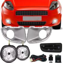 Kit Farol Milha Punto 2007 A 2012 Com Moldura Botão Rele