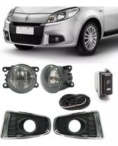 Kit Farol Milha Sandero 2012 2013 2014 Botão Painel Moldura Cromo