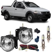 Kit farol milha strada hard working 2017 a 2020 c/ led vidro