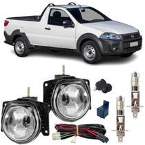 Kit farol milha strada working 2001 ate 2020 com led vidro