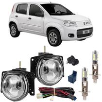 Kit farol milha uno vivace 2011 ate 2016 com led vidro