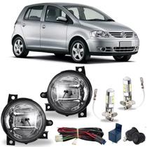 Kit farol milha volks fox 2003 ate 2010 com led vidro