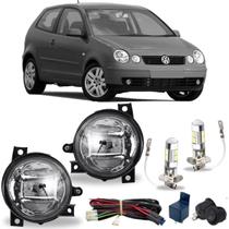 Kit farol milha volks polo 2003 ate 2006 com led vidro Kit farol milha volks polo 2003 ate 2006 com led vidro