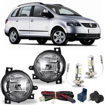 Kit farol milha volks spacefox 2003 ate 2010 com led vidro