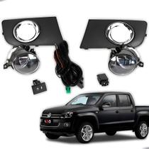 Kit Farol Milha Volkswagen Amarok 2010-2014 Compatível Lâmpada HB4 55W Lente Vidro Botão Verde Relê
