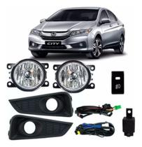 Kit Farol Neblina Milha City 2016 2017 Com Grade Aro Preto Kit Farol Neblina Milha City 2016 2017 Com Grade Aro Preto