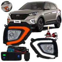 Kit Farol Neblina Milha Creta 20 / 24 DRL Luz diurna + Seta